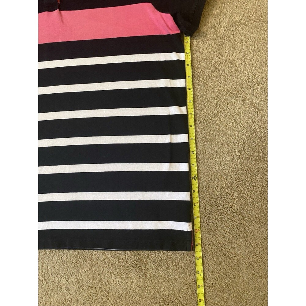 Lauren Ralph Lauren Active Striped Polo Shirt Y2k Era Black White Pink Women 1X - Picture 5 of 14